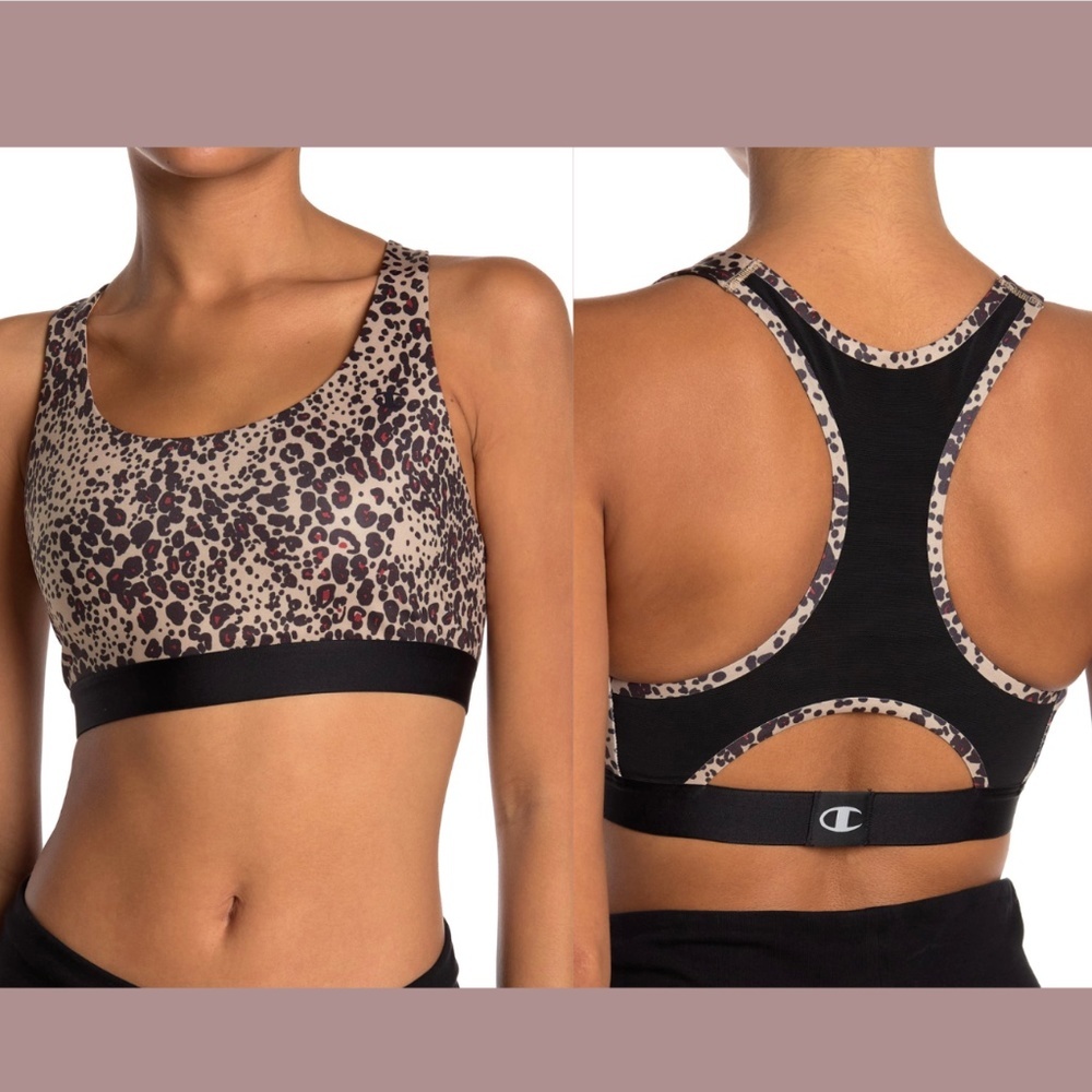 NWT CHAMPION [ XS ]‎ Absolute Sports Bra in Leopard Flow Country Wain